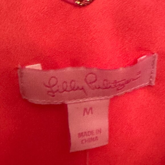 Lily Pulitzer Dress Coral Reef Pineapple Silk Chiffon Metallic Gold Medium NWT - Picture 2 of 10